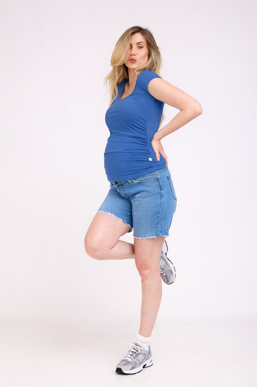 חולצת הריון Baby Grow ש.קצר ג'ינס - שרוול קצר - אבישג ארבל