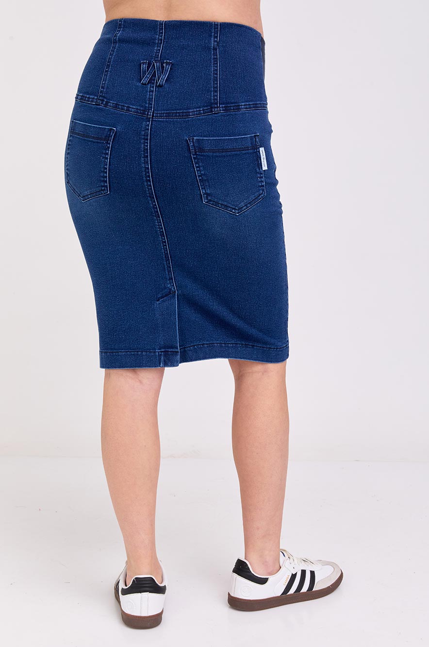חצאית הריון ג'ינס אוליביה כחולה - חצאיות הריון מבית אבישג ארבל - תמונה 3