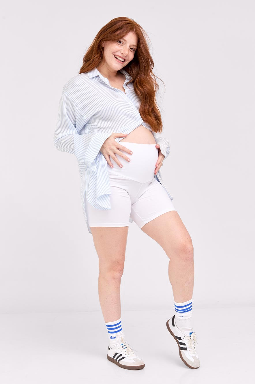 טייץ הריון קצר לבן - מכנסי הריון מבית אבישג ארבל