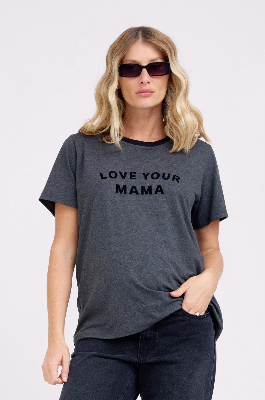 טי שירט הריון LOVE YOUR MAMA מרנגו - שרוול קצר - אופנת הריון של אבישג ארבל