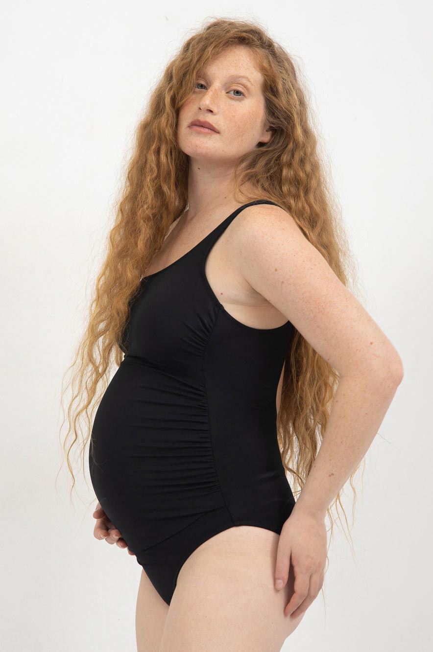 בגד ים שלם להריון One Shoulder שחור - בגדי ים להריון מבית אבישג ארבל - תמונה 2