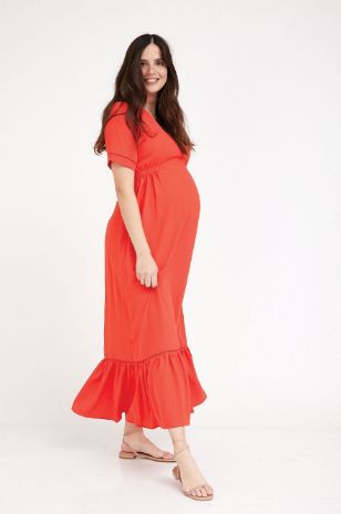 שמלת הריון בטינה מקסי אדומה