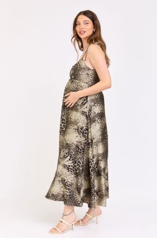 שמלת הילה להריון זית מנומר של אבישג ארבל