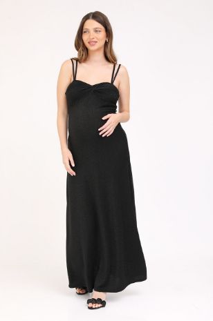 שמלת הריון מקסי דייזי שחורה	אבישג ארבל