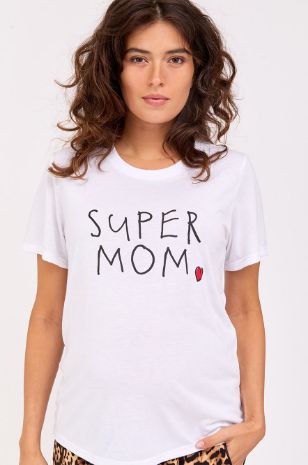 טי שירט הריון SUPER MOM לבן